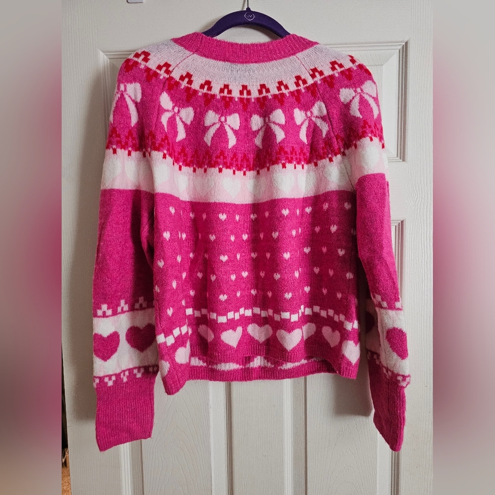 Pink and White Women's Sweater - Picture 4 of 4